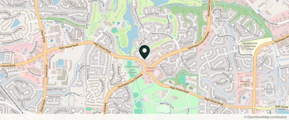 Map showing the exact location of Preston Dermatology and Skin Surgery Center at 1010 High House Rd Ste 300, Cary, NC 27513