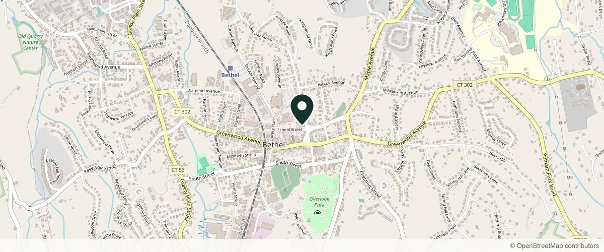 Map showing the exact location of Pretty Little Secret at 5 A School St, Bethel, CT 06801, USA