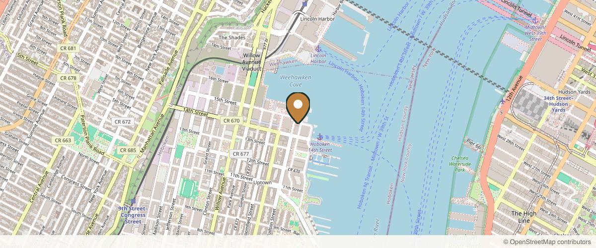 Map showing the exact location of Pretty Please Aesthetics Med Spa at 1425 Hudson St Apt 12, Hoboken, NJ 07030, USA