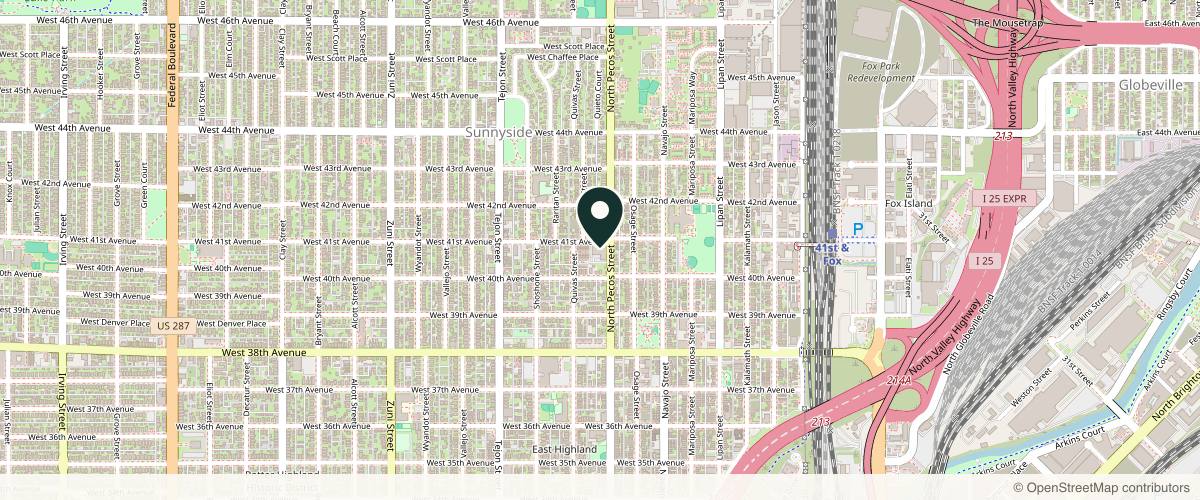 Map showing the exact location of PREVA Aesthetics at 4045 N Pecos St Unit 100, Denver, CO 80211, USA