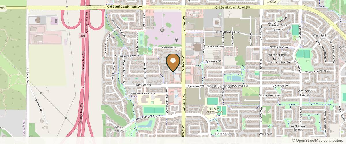 Map showing the exact location of Preventous Cosmetic Medicine at 873 85 St SW #6201, Calgary, AB T3H 0J5