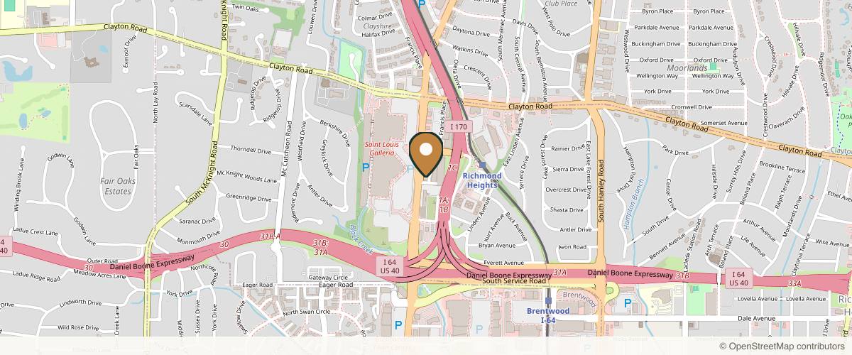 Map showing the exact location of PRICK'D Medspa at 35 The Blvd Saint Louis, St. Louis, MO 63117, USA