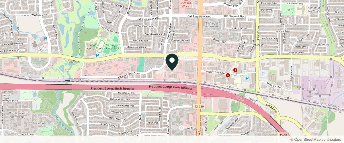 Map showing the exact location of Princess Med Spa at 1312 Village Creek Dr Ste 800, Plano, TX 75093, USA