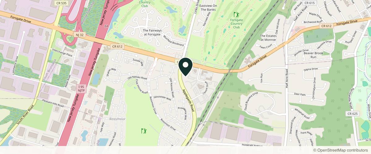 Map showing the exact location of Princeton Dermatology Associates at 5 Centre Dr, Monroe Township, NJ 08831