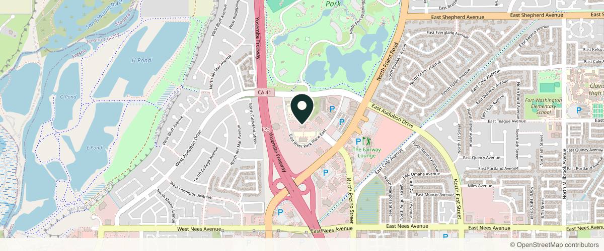 Map showing the exact location of Pristine Ethereal Aesthetics at 30 River Park Pl W #310, Fresno, CA 93720, USA