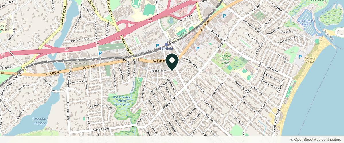 Map showing the exact location of Privá MedSpa - Fairfield at 23 Sherman St, Fairfield, CT 06824, USA