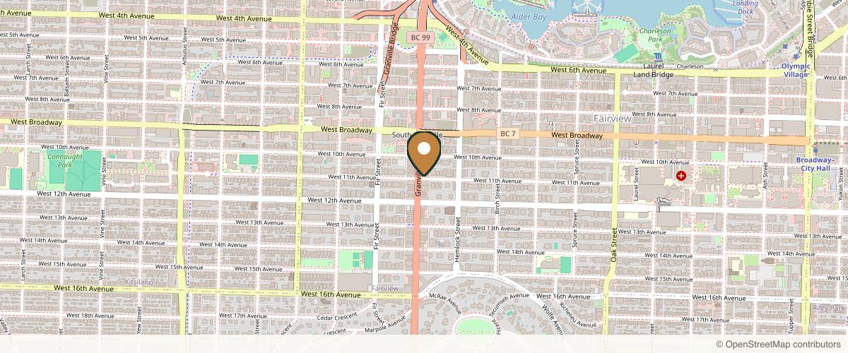 Map showing the exact location of Project Skin MD Vancouver at 1495 W 11th Ave, Vancouver, BC V6H 1K9, Canada