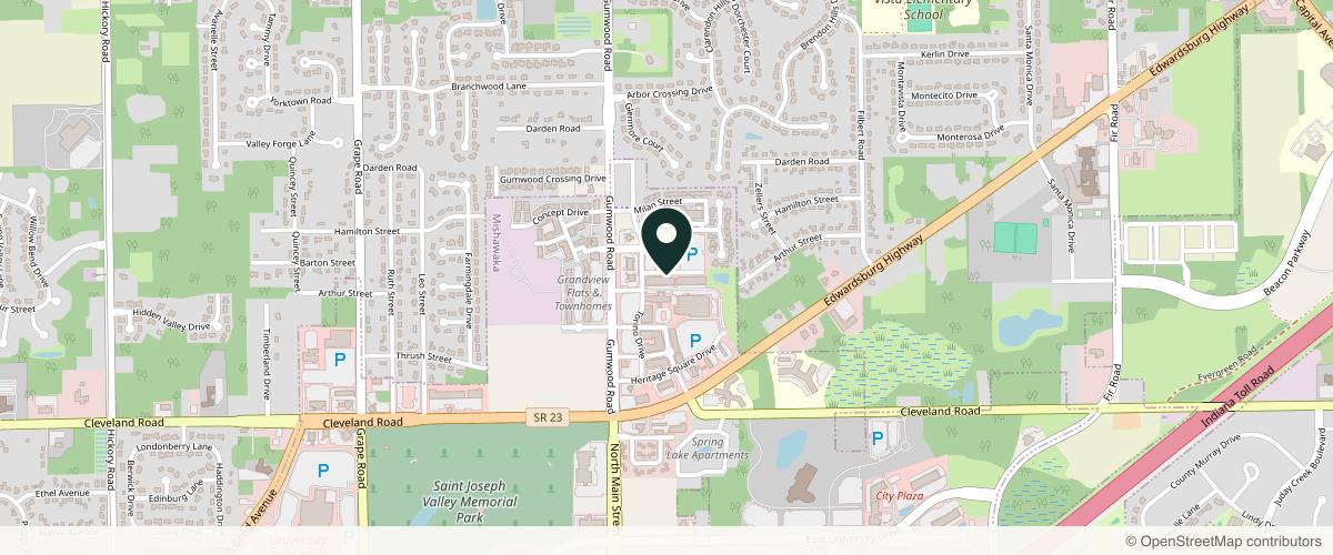 Map showing the exact location of Pur Aesthetics and Wellness at 225 Florence Ave, Granger, IN 46530, USA