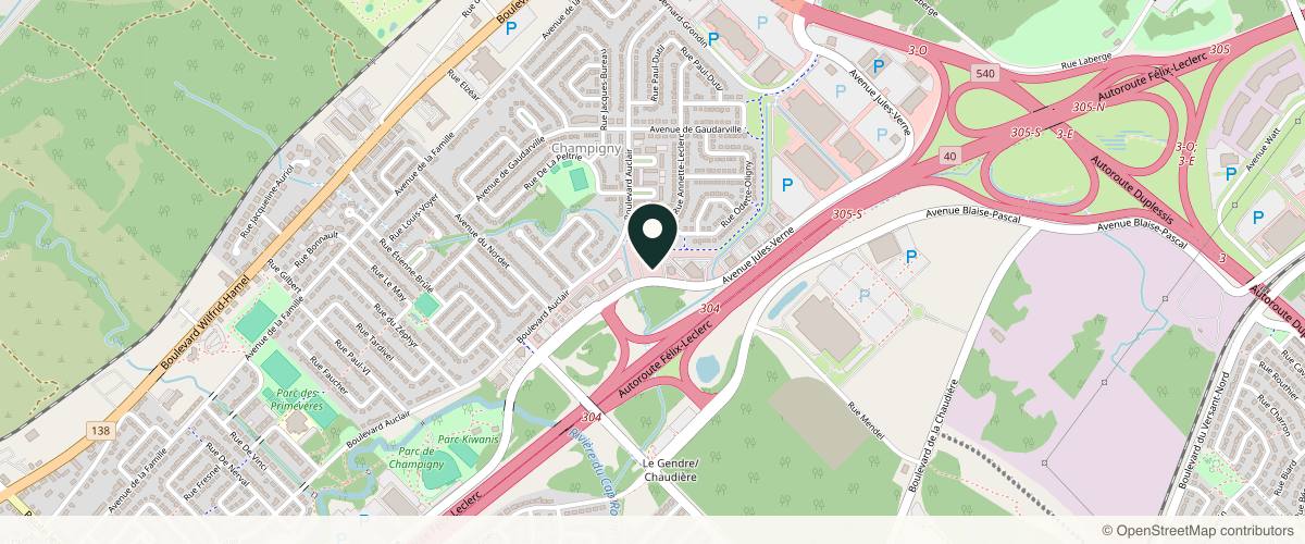 Map showing the exact location of Pur Skin Médico Esthétique at 1620 Av. Jules-Verne #103, Québec, QC G2G 2R1, Canada