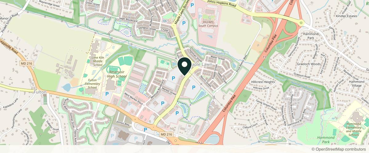 Map showing the exact location of Pura Vida Medspa & Cosmetic Laser Center at 8110 Maple Lawn Blvd Ste.145, Fulton, MD 20759, USA