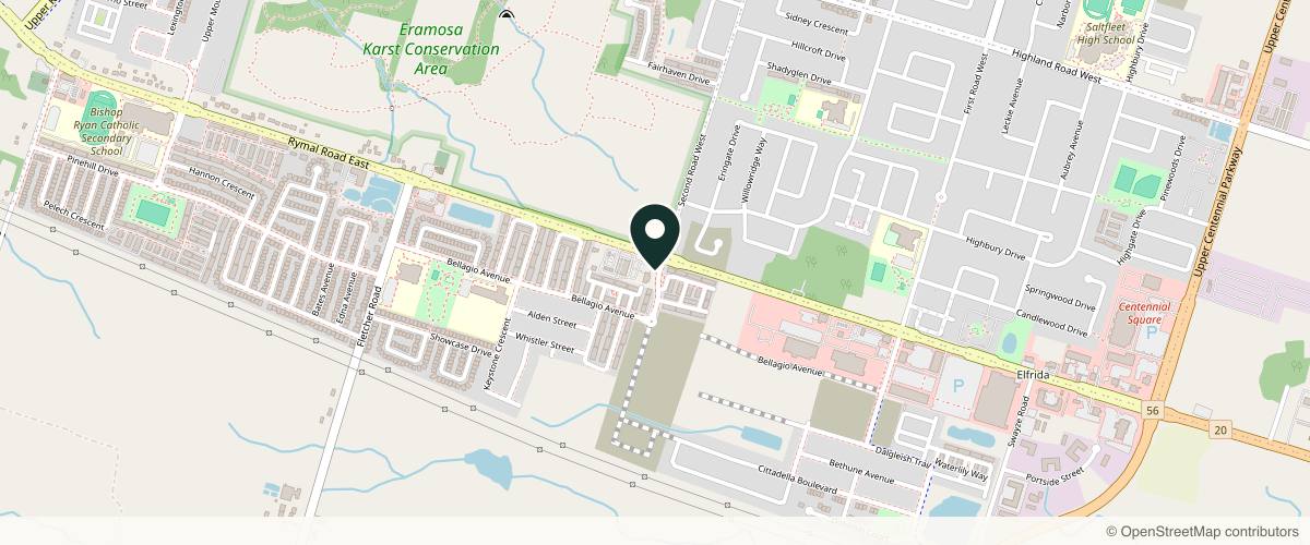 Map showing the exact location of PurBliss MediSpa at 8 Kingsborough Dr unit 1, Hannon, ON L0R 1P0, Canada