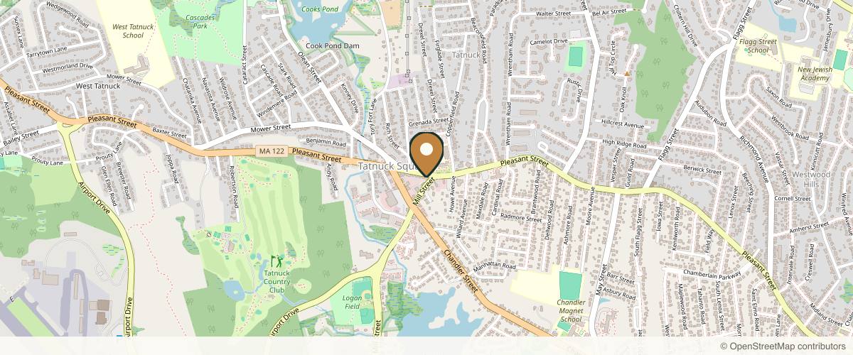 Map showing the exact location of Pure Bliss Aesthetics at 1100 A Pleasant St, Worcester, MA 01602, USA