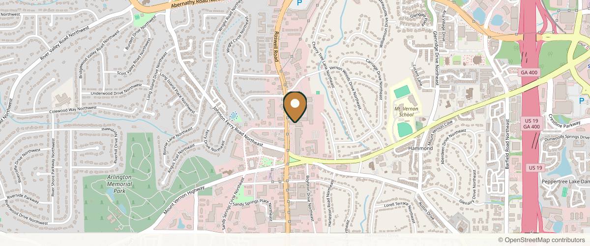 Map showing the exact location of Pure Bliss Medspa at 6309 Roswell Rd #2G, Sandy Springs, GA 30328, USA