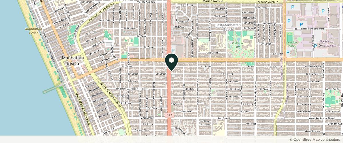 Map showing the exact location of Pure Dermatology & Aesthetics- Nina Desai MD- at 1000 N Sepulveda Blvd Ste 250, Manhattan Beach, CA 90266, USA