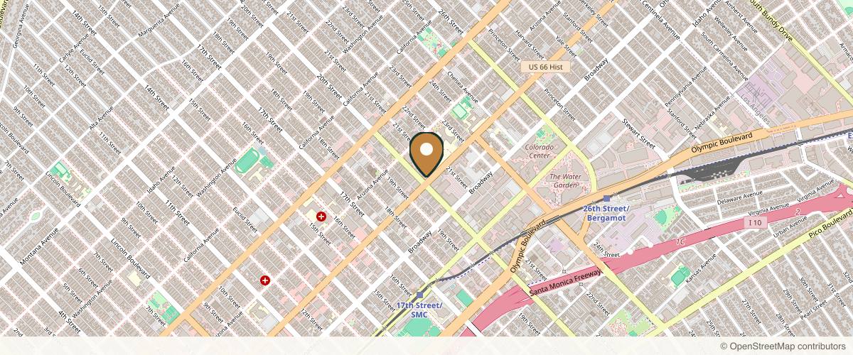 Map showing the exact location of Pure Dermatology & Skin Surgery Center: Parrish Sadeghi, MD at 2001 Santa Monica Blvd #480W, Santa Monica, CA 90404, USA