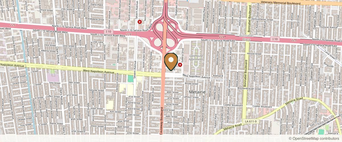 Map showing the exact location of Pure Dermatology By Dr. Kate Zibilich Holcomb and Dr. Mara Haseltine at 3100 Galleria Dr #203, Metairie, LA 70001, USA