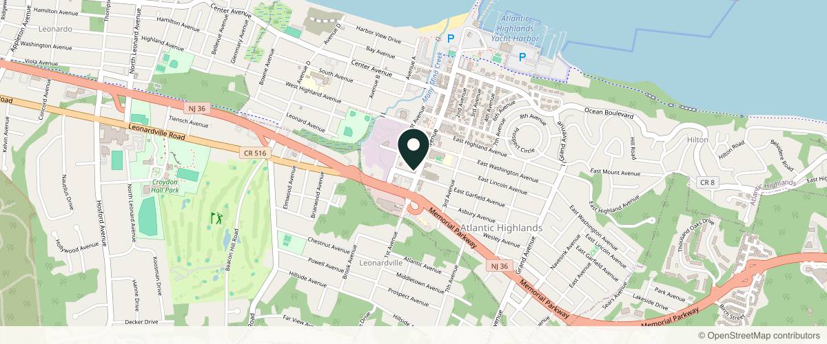 Map showing the exact location of Pure Luxe Aesthetics Medical Spa at 171 First Ave, Atlantic Highlands, NJ 07716, USA