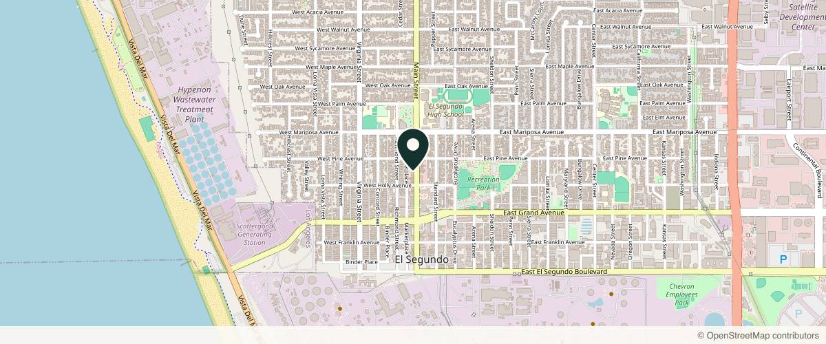 Map showing the exact location of Pure Luxe Medical at 423 Main St, El Segundo, CA 90245, USA