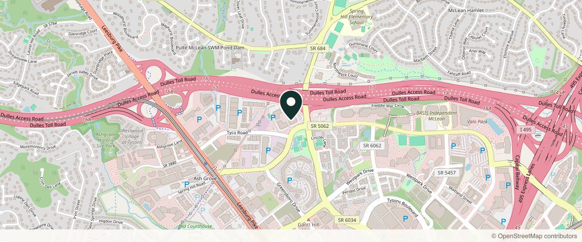 Map showing the exact location of Pure Med Spa at 1430 Spring Hill Rd #103, McLean, VA 22102, USA