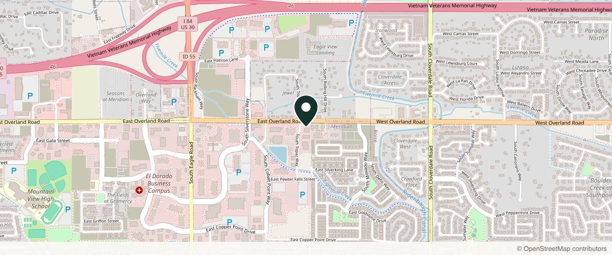 Map showing the exact location of PURE Medical Spa at 3969 E Overland Rd, Meridian, ID 83642, USA