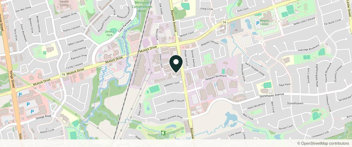 Map showing the exact location of Pure Skin Medical Clinic at 16610 Bayview Ave Unit 213, Newmarket, ON L3X 1X3, Canada