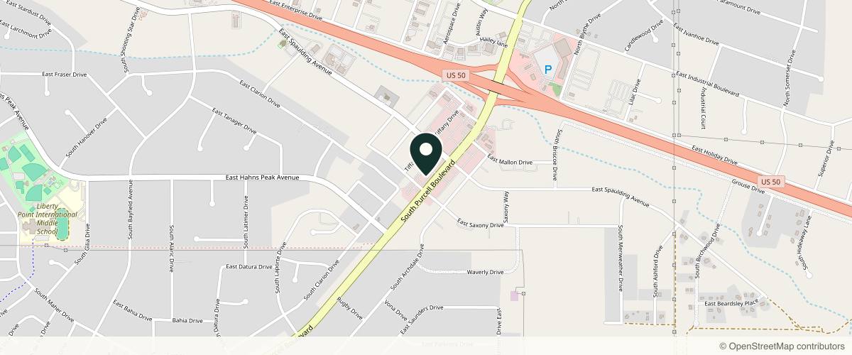 Map showing the exact location of Pure Spa & Wellness at 279 S Purcell Blvd #100, Pueblo West, CO 81007, USA