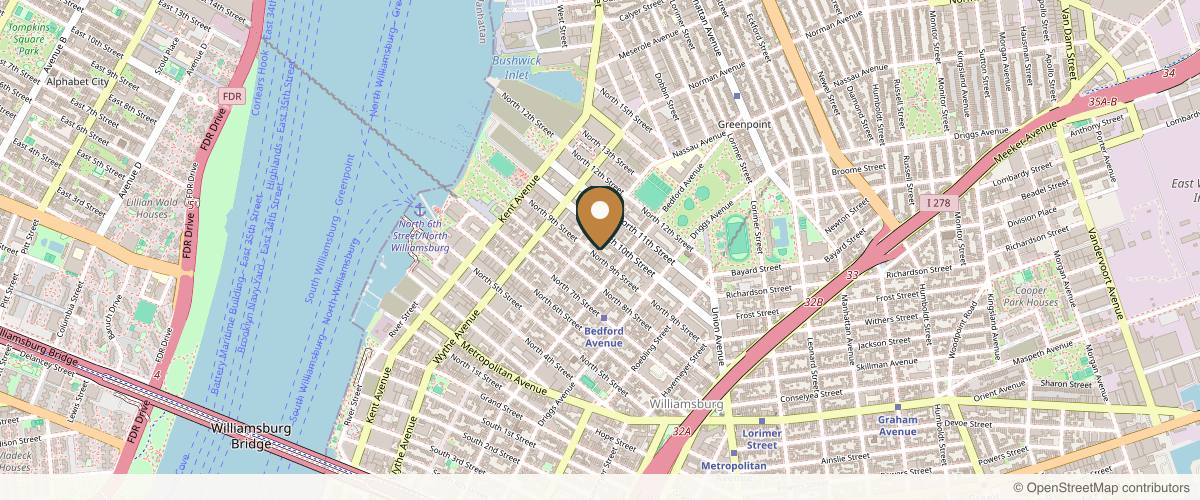 Map showing the exact location of Purely Natural Medical Spa at 135 N 9th St, Brooklyn, NY 11249, USA