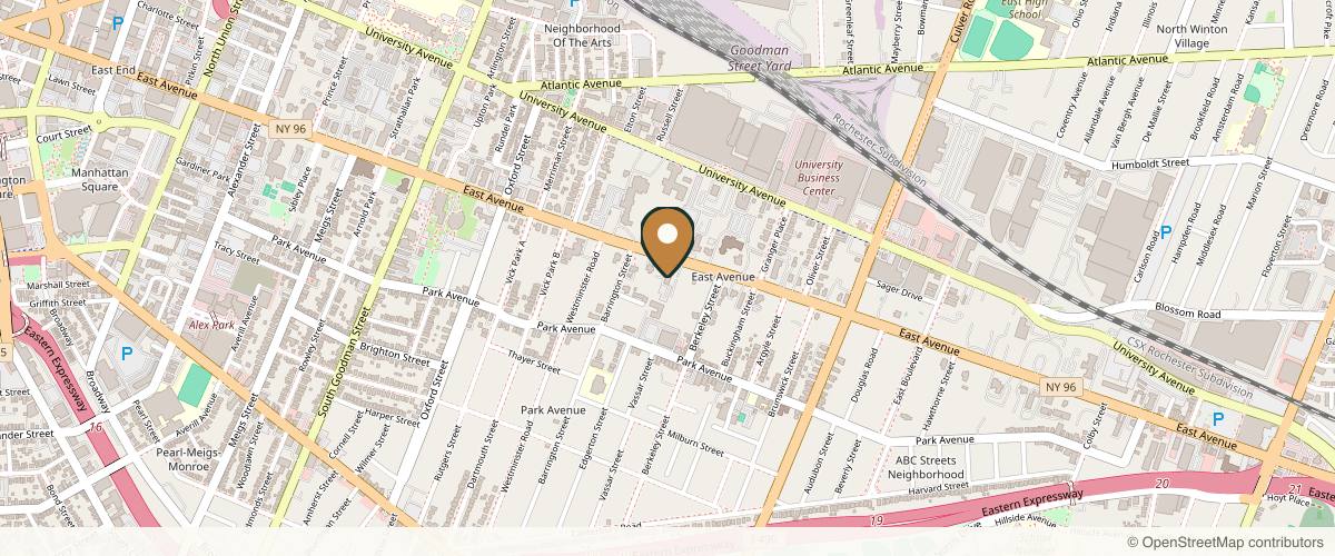 Map showing the exact location of Quatela Center For Plastic Surgery at 973 East Ave, Rochester, NY 14607, USA