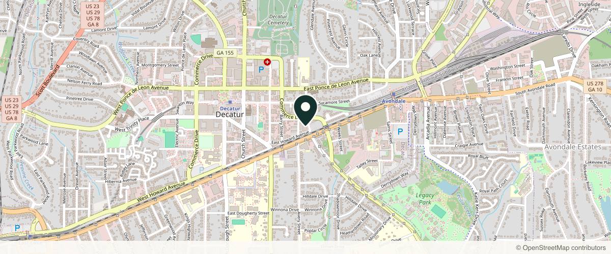 Map showing the exact location of (R)Evolution Med Spa at 104 Sycamore Pl Ste A, Decatur, GA 30030, USA