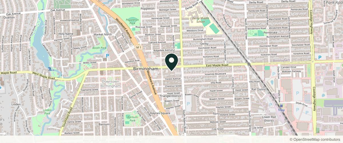 Map showing the exact location of R Skin Aesthetics by Raquel at 950 E Maple Rd #111, Birmingham, MI 48009, USA