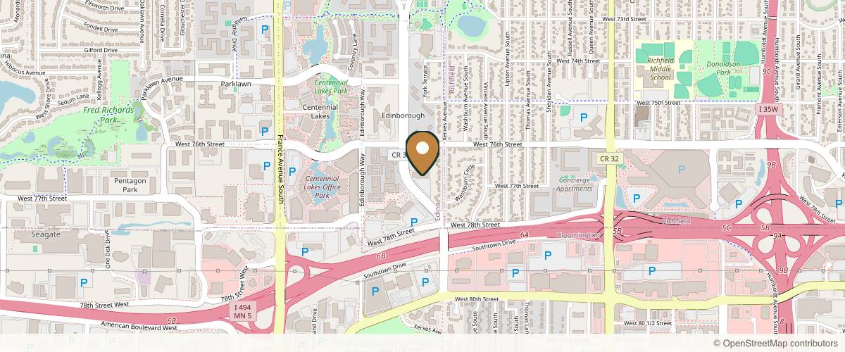 Map showing the exact location of Rachel Dahlen Aesthetics | Edina | Botox & Juvederm at 7701 York Ave S STE 100, Edina, MN 55435, USA