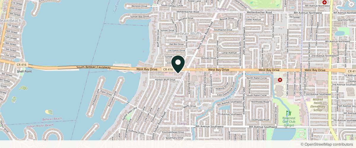 Map showing the exact location of Radiance Medspa at 2894 W Bay Dr, Belleair Bluffs, FL 33770, USA