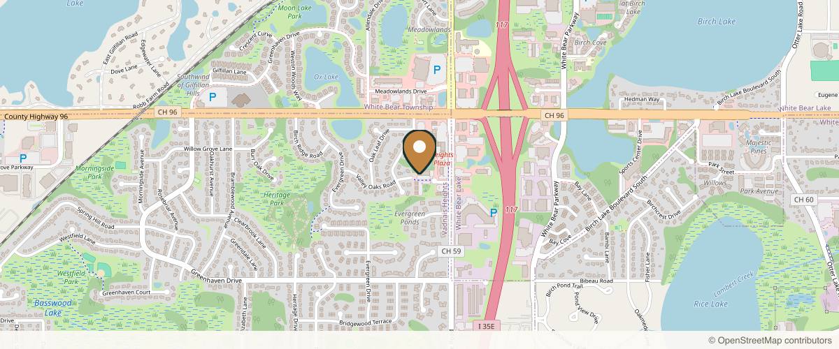 Map showing the exact location of Radiance Medspa Vadnais Heights at 1049 Centerville Cir, Vadnais Heights, MN 55127, USA