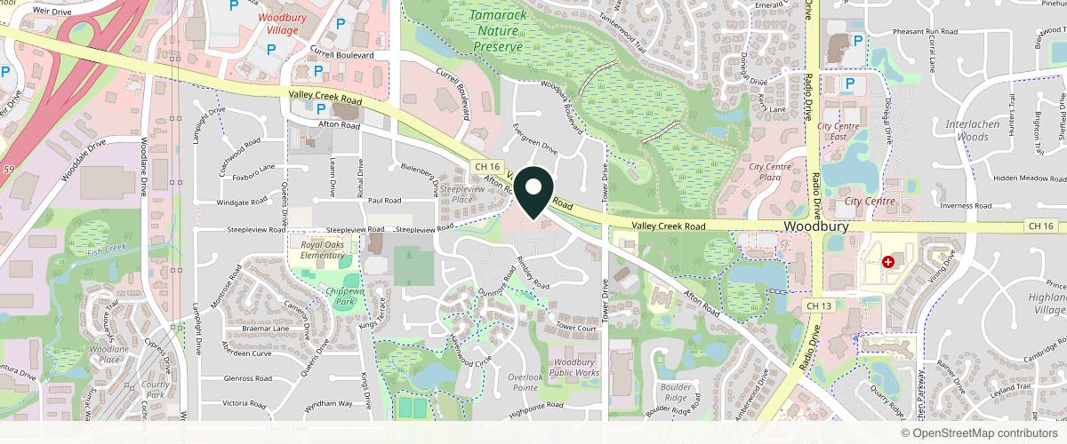 Map showing the exact location of Radiance Medspa - Woodbury at 7801 Afton Rd, Woodbury, MN 55125, USA