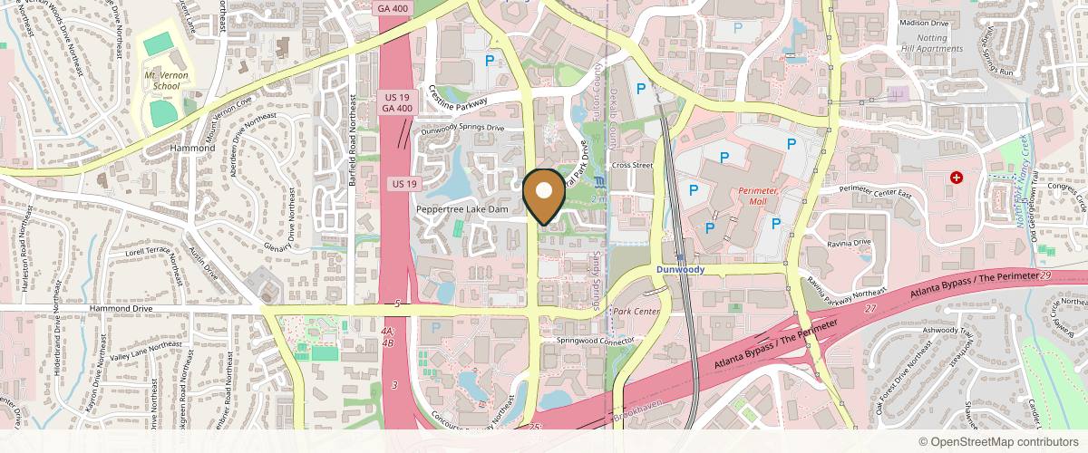Map showing the exact location of Radiance Plastic Surgery & Aesthetic Medicine at 6133 Peachtree Dunwoody Rd NE, Atlanta, GA 30328, USA