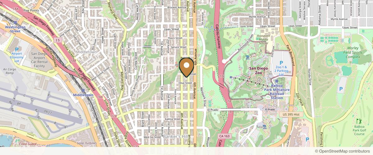 Map showing the exact location of Radiance Wellness at 2840 Fifth Ave #400, San Diego, CA 92103, USA