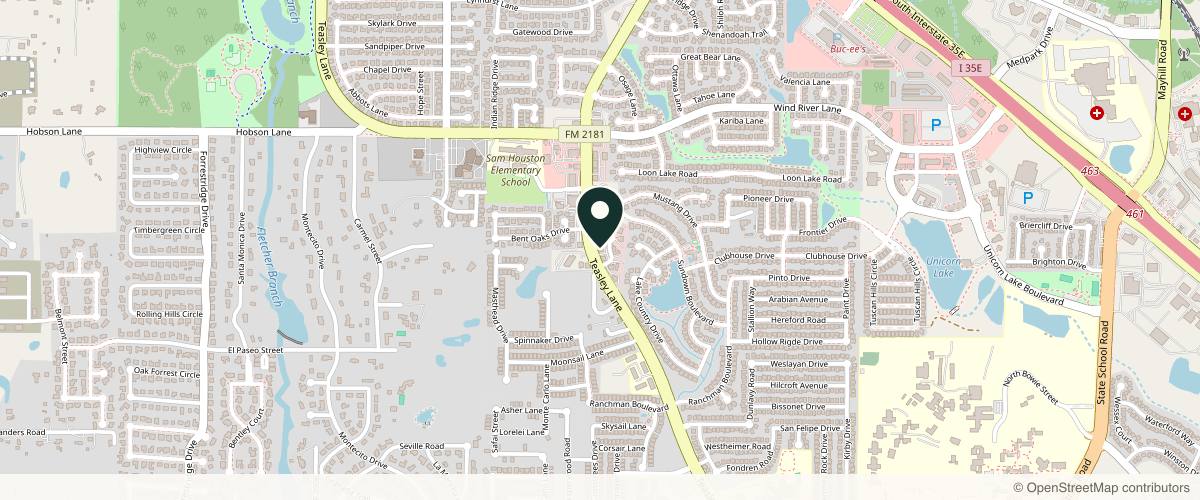 Map showing the exact location of Radiant Life Wellness & Aesthetics at 1206 Bent Oaks Ct #200, Denton, TX 76210, USA