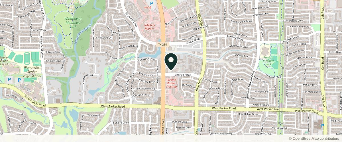 Map showing the exact location of Radiant Refine Medspa at 3604 Preston Rd Suite 200, Plano, TX 75093, USA
