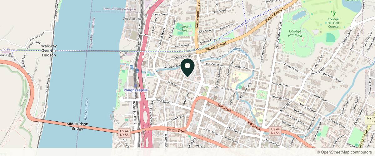 Map showing the exact location of Rain Rose Aesthetics at 7 Mansion St #216, Poughkeepsie, NY 12601, USA
