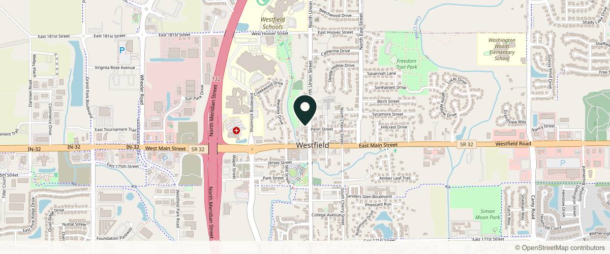 Map showing the exact location of Randall Dermatology at 201 N Union St, Westfield, IN 46074