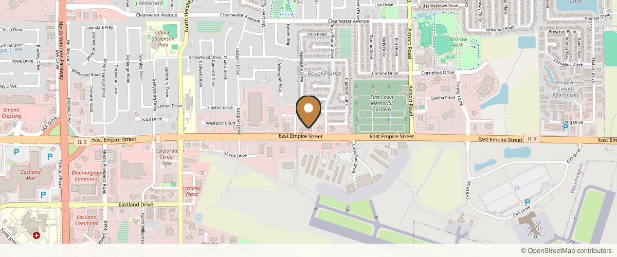 Map showing the exact location of Randolph & Holt Plastic Surgery and Med Spa at 2502 E Empire St Ste C, Bloomington, IL 61704, USA