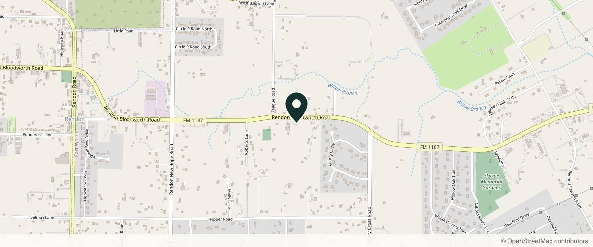 Map showing the exact location of R&R Aesthetics & Wellness at 6440 Rendon Bloodworth Rd, Fort Worth, TX 76140, USA