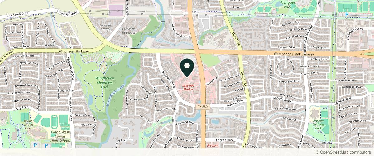 Map showing the exact location of Raven Med Spa at 5813 Preston Rd C-565, Plano, TX 75093, USA