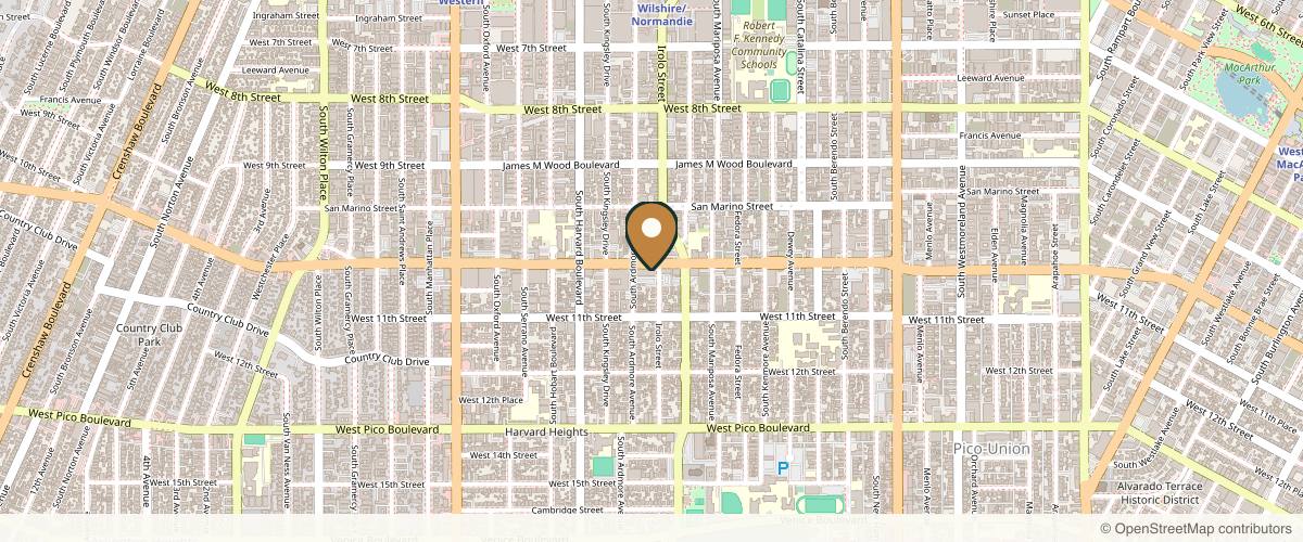 Map showing the exact location of Re:Lune - Medical Aesthetics and Wellness at 3030 W Olympic Blvd Ste. 209, Los Angeles, CA 90006, USA