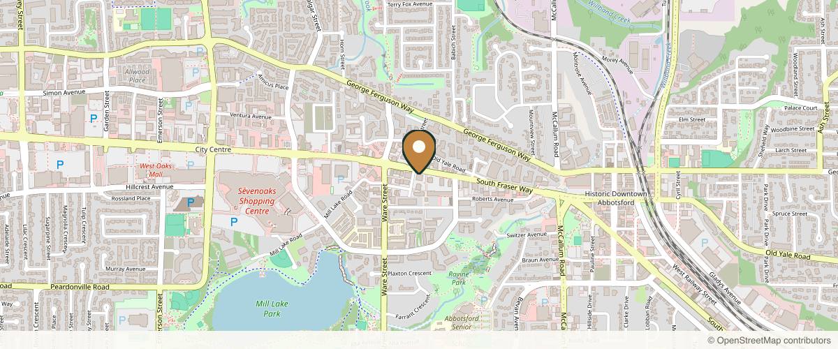 Map showing the exact location of Red Lotus Spa & Laser Hair Removal at 33286 South Fraser Way Unit 2, Abbotsford, BC V2S 2B4, Canada