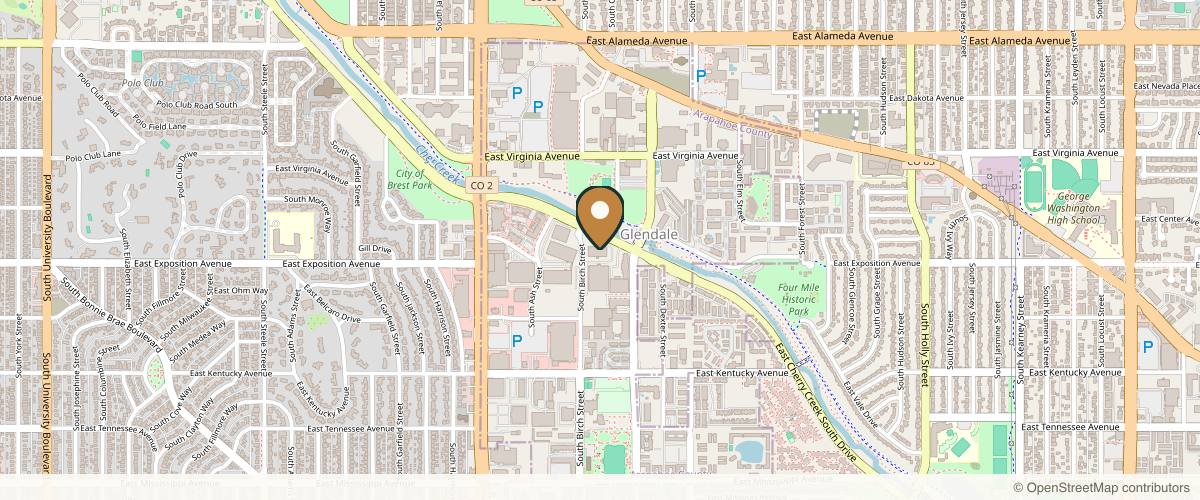 Map showing the exact location of ReDerm MD Medical Spa at 4500 Cherry Creek S Dr #550, Denver, CO 80246, USA