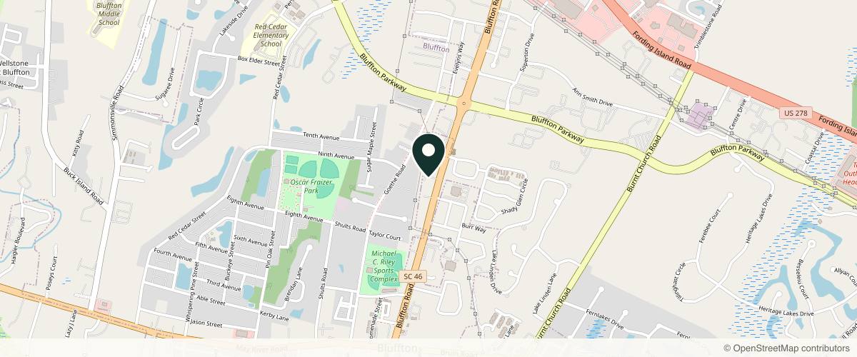 Map showing the exact location of Refine Aesthetics at 132 Bluffton Rd #102, Bluffton, SC 29910, USA