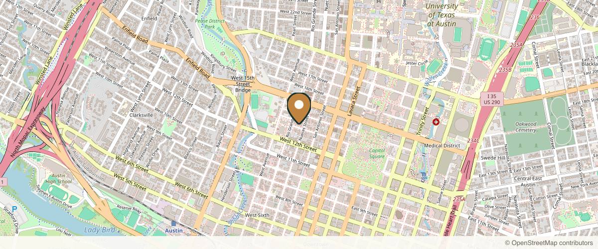 Map showing the exact location of Refine Aesthetics at 713 W 14th St, Austin, TX 78701