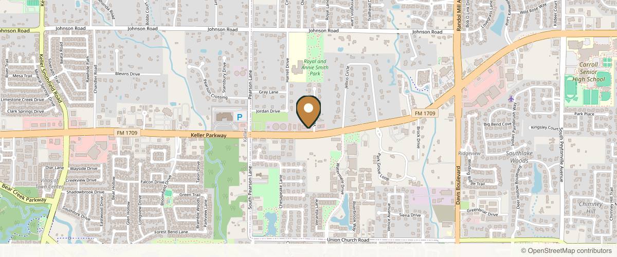 Map showing the exact location of Refine Medical Spa at 2900 W Southlake Blvd #160, 2900 W Southlake Blvd Suite 160, Southlake, TX 76092, USA