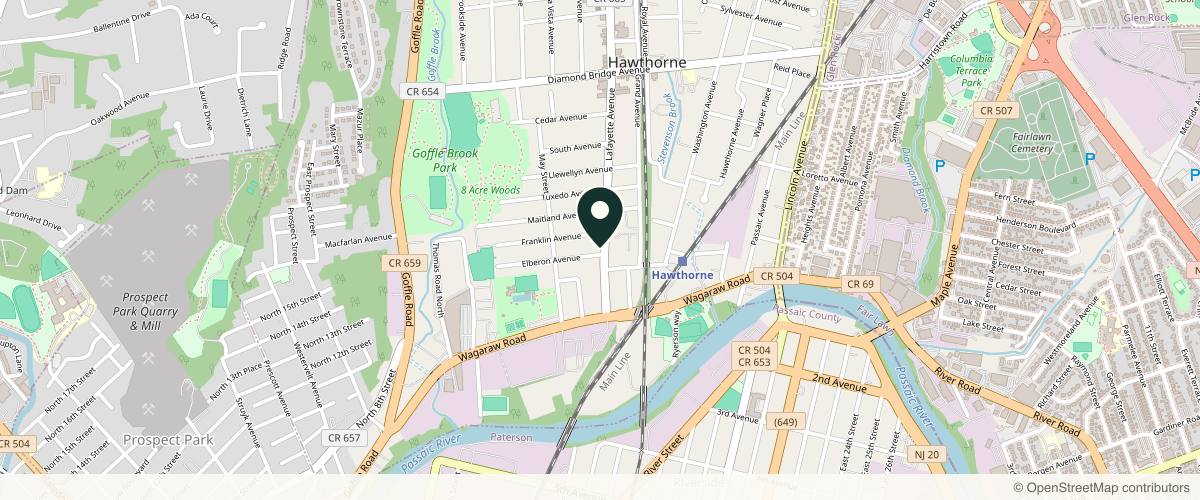 Map showing the exact location of Reflect Medical & Cosmetic Center at 150 Lafayette Ave, Hawthorne, NJ 07506, USA